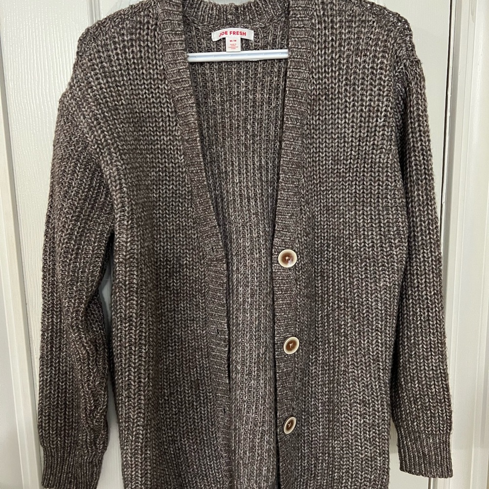 Free Press Brown Chunky Knit Cardigan Sweater